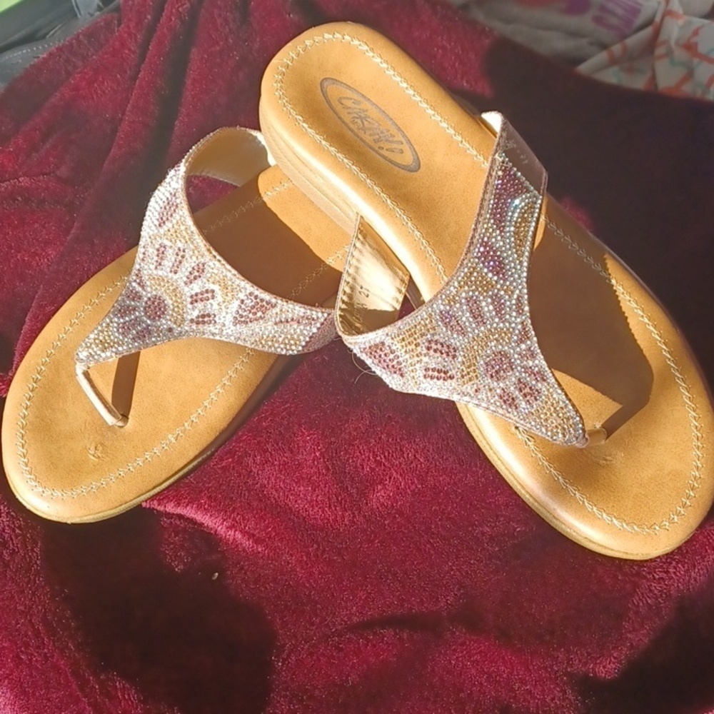 Mr Caray! Bejeweled sandals size 7.5-8 sparkly - Picture 1 of 5